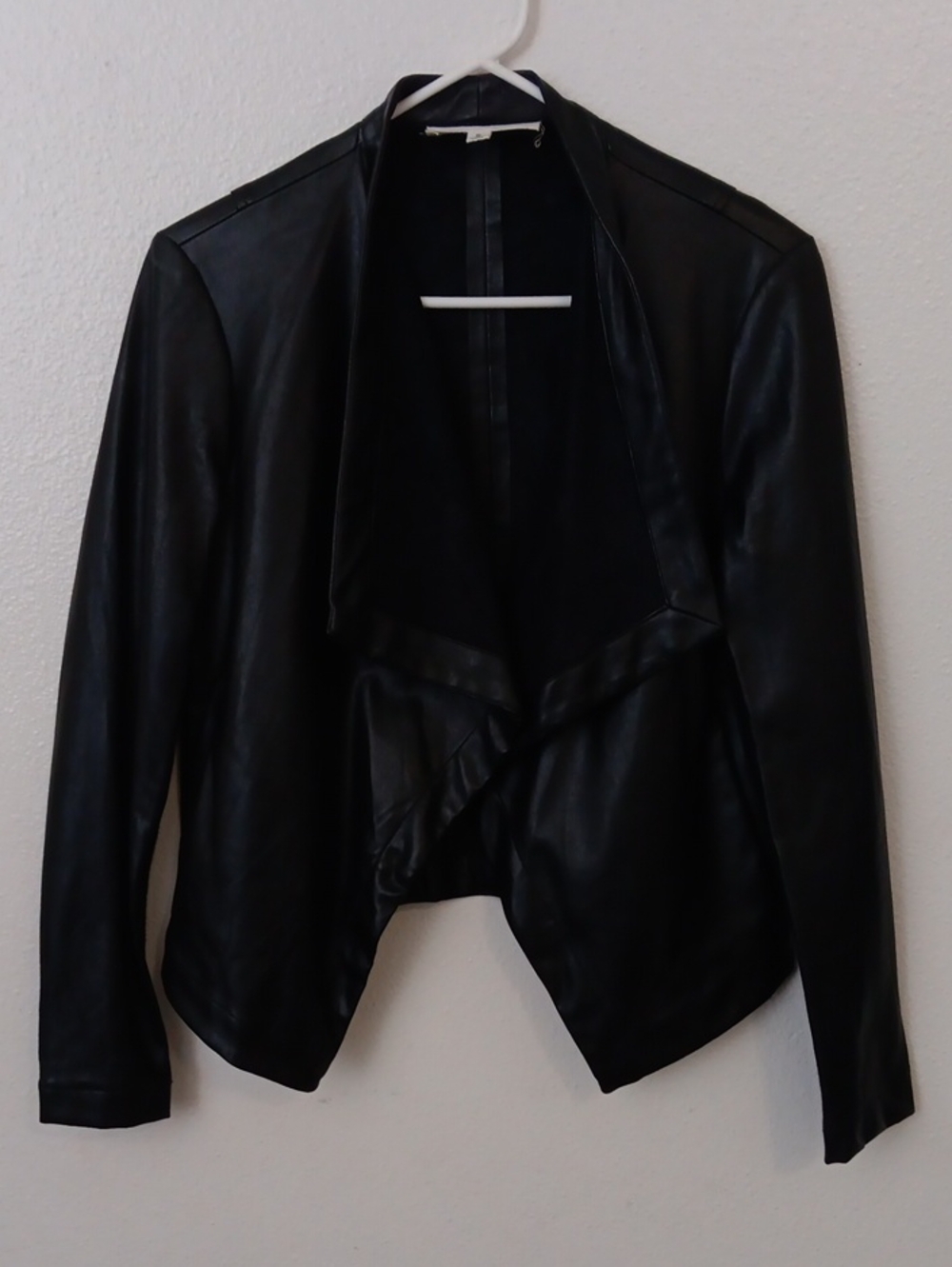 BB Dakota Black Women's Faux Leather Open Front Jacket